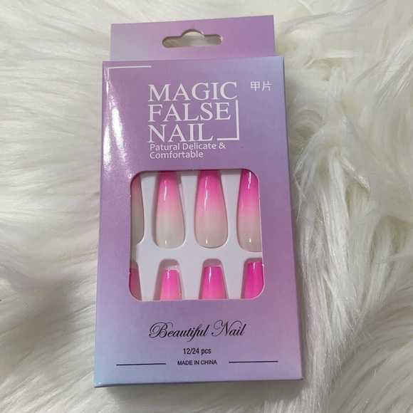 Pink Ombré Long Coffin Press On Nails - Picture 7 of 10
